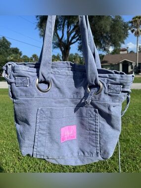 Victoria’s Secret PINK Dusty Iris Flat Bottom Canvas Tote Bag